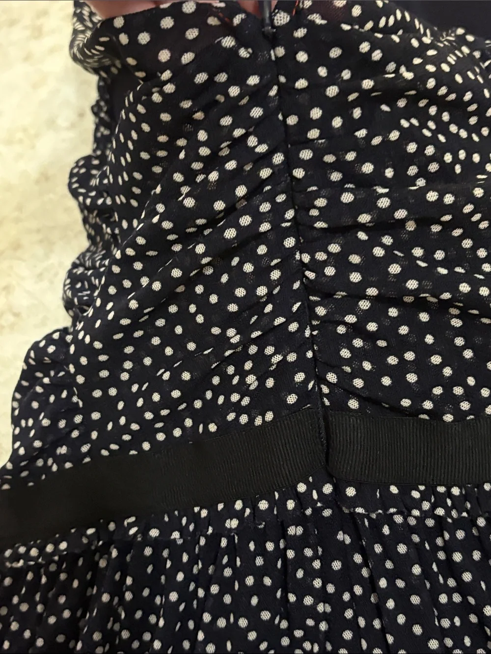 ANTHRO X POSTMARK M Swiss Dot Ruched Stretch Polka Dot Dress